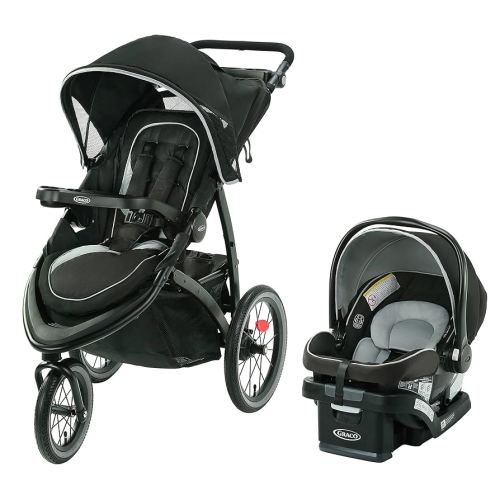 Graco FastAction Jogger LX Travel System, Compact Jogging Baby Stroller and Car Seat Combo with SnugRide SnugLock 35 Lite Infant Car Seat, Rear-Facing from 1.8-16 kg (4-35 lb), Mansfield