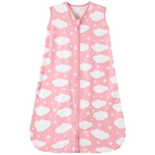GUNTAIL Baby Sleep Sack 0-6 Months Baby Wearable Blanket 100% Rayon Cotton 2-Way Zipper Toddler Sleeping Sack，Comfy Soft Lightweight TOG 0.3（Cloud）