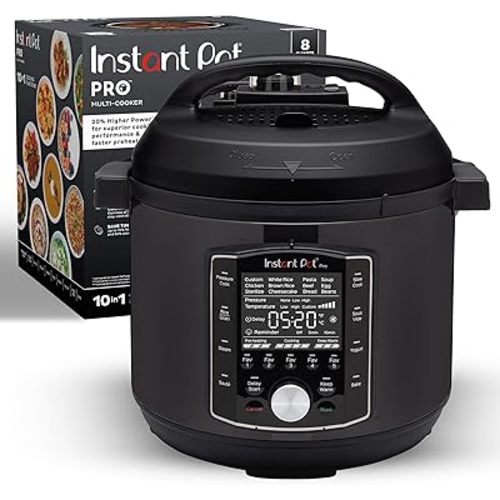 Instant Pot Pro (8 QT) 10-in-1 Pressure Cooker, Slow Cooker, Rice/Grain Cooker, Steamer, Sauté, Sous Vide, Yogurt Maker, Sterilizer, and Warmer, Includes App With Over 800 Recipes, Black