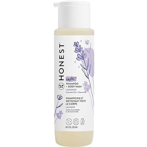 The Honest Company 2-in-1 Cleansing Shampoo + Body Wash | Gentle for Baby | Naturally Derived, Tear-free, Hypoallergenic | Lavender Calm, 18 fl oz
