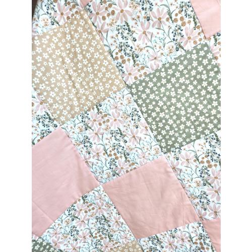Handmade Floral Baby Quilt: Boho Watercolor Cotton Minky Quilt for a girl