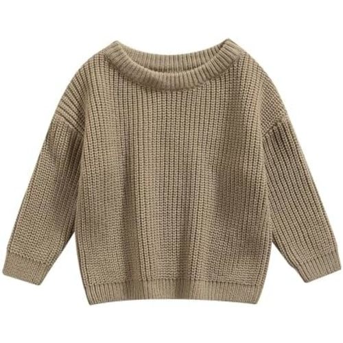 Baby Girl Boy Toddler Knit Sweater Cute Round Neck Long Sleeve Blouse Pullover Oversized Sweatshirt Warm Kids Tops