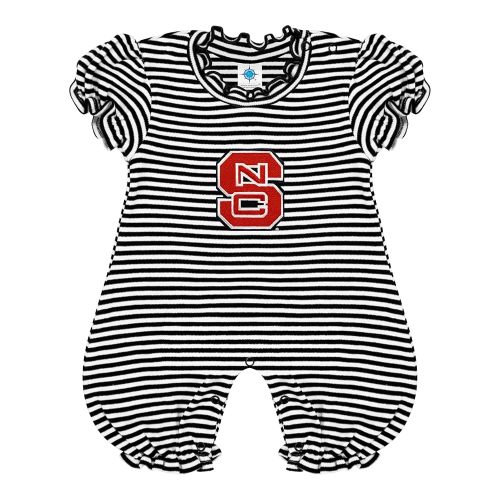 Creative Knitwear College Baby Striped Puff Sleeve Romper - Team Logo, Many Colors, for Girls (Newborn-12 Months)
