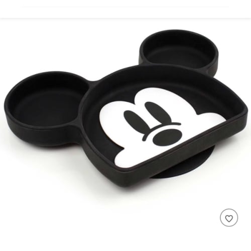 Bumkins Disney Silicone Grip Dish, Suction Plate, Divided Plate, Baby Toddler Plate, BPA Free, Microwave Dishwasher Safe - Mickey Mouse-1 Count (Pack of 1)