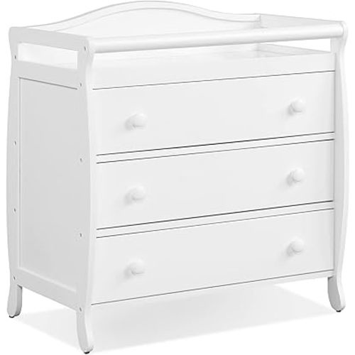 Costzon 3-Drawer Changing Table, Infant Diaper Changing Station with Drawers, Safety Rails & Strap, Baby Changing Table Dresser for Nursery, Easy Assembly (White)