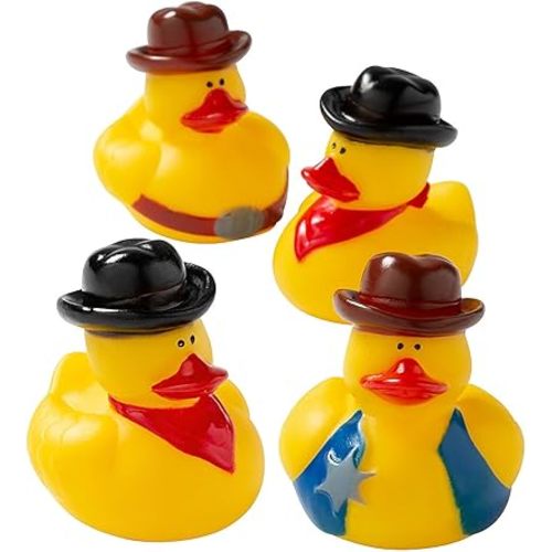 Cowboy Rubber Duckies - Set of 12 - Western Party Toys