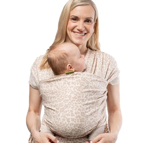 Boba Baby Wrap Carrier - Original Baby Carrier Wrap Sling for Newborns - Baby Wearing Essentials - Newborn Wrap Swaddle Holder, Newborn to Toddler Infant Sling (Sand Leopard)