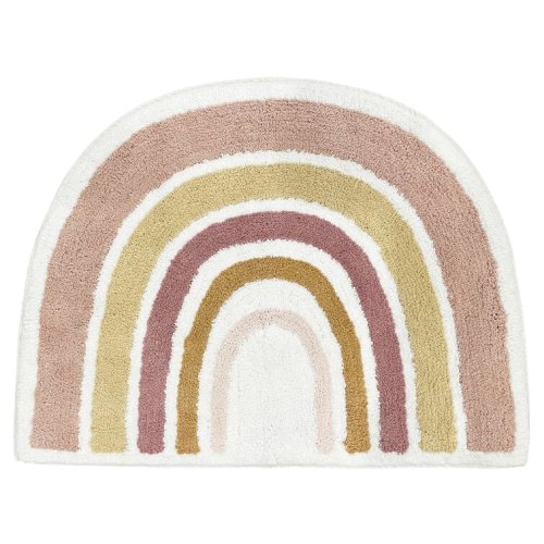 Half Circle Boho Rainbow Collection Tufted 1'10" x 2'6" Cotton Area Rug in Yellow/Beige/Tan