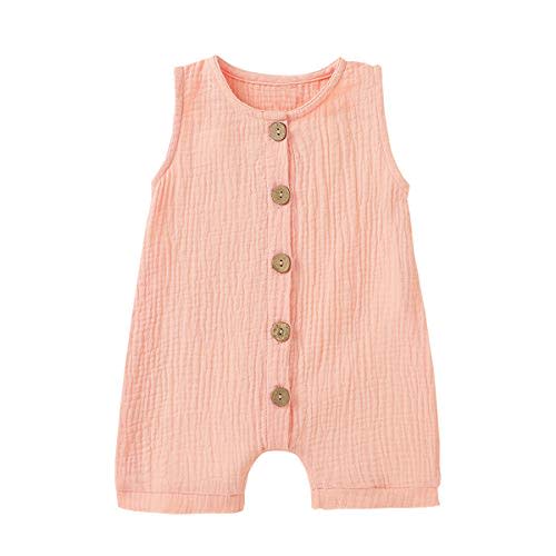 Cecobora Infant Newborn Baby Boys Girls Cotton Linen Romper Summer Jumpsuit Sleeveless Overalls Clothing Set