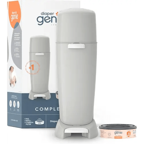 Playtex Diaper Genie Complete Pail with Built-In Odor Controlling Antimicrobial, Includes Pail & 1 Refill, Grey , 8.36 Pound