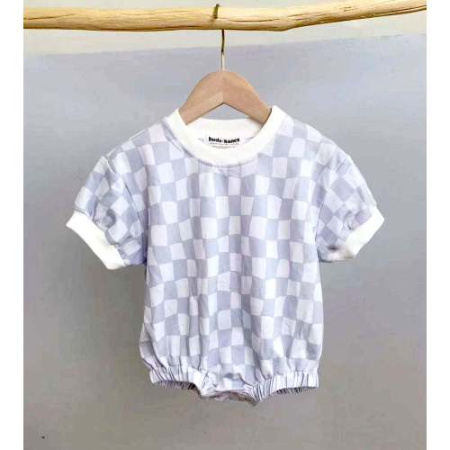 Grey Checker | Short Sleeve Romper