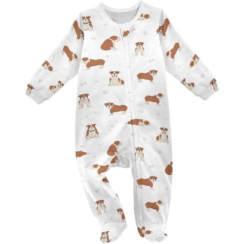 vvfelixl Exercises Doberman Dog Baby Sleepers For Girl Boys Newborn Baby Play One-Piece Footies For 0-24 Months White
