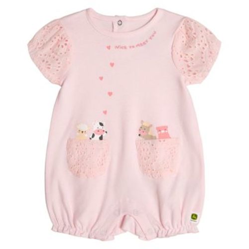 John Deere Animals Infant Baby Girls Romper Pink 12 Months