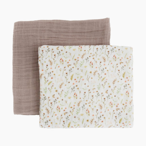 Little Unicorn Organic Cotton Muslin Swaddle Blanket 2 Pack - Floral Field, Large