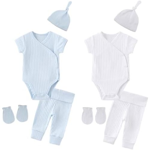 Solid Unisex Baby Boy Girl Layette Sets 8 pack Cotton Comfort Infant Clothes New born Essentials