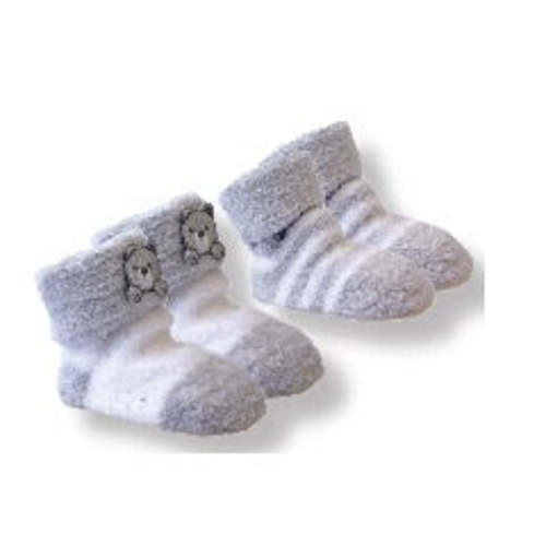 Playette Chenille Bootie Socks 2pk - Grey | Baby Junction
