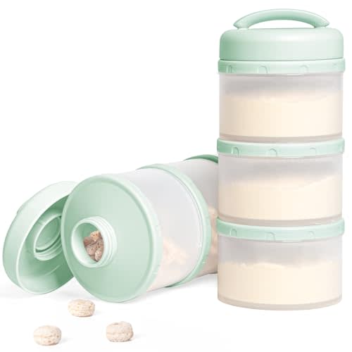 Termichy Stackable Formula Dispenser Portable Milk Powder Container, 2 Pack, Light Green