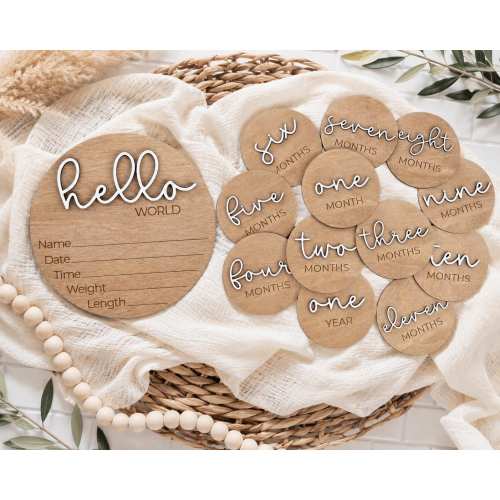 Personalized Wooden Baby Milestone Discs | Monthly Baby Photo Props | Baby Shower Gift | Newborn Milestone Markers