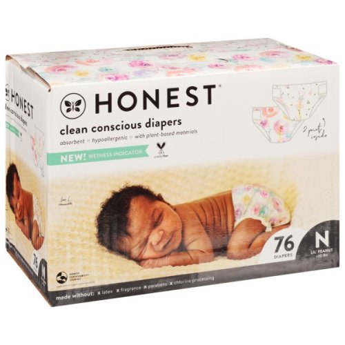 The Honest Company Clean Conscious Disposable Diapers - Rose Blossom + Tutu Cute, Nb, 72 Count