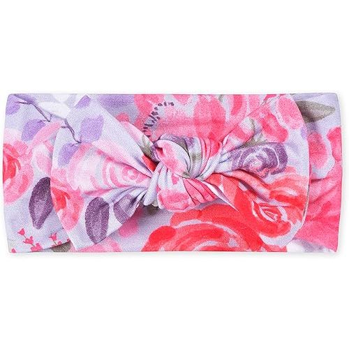 Gerber Baby Girls Buttery Soft Headband with Bow with Viscose Made from Eucalyptus, Lilac Garden, One Size
