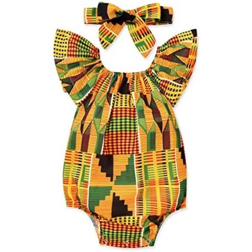 YOUNGER TREE African Baby Clothes Girl Dashiki Ankara Outfit Set