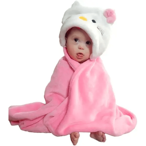 Hooded Toddler Blanket | Plush Soft Animal Baby or Infant Hoodie Blankie 36x27 + Hood (Light Pink)