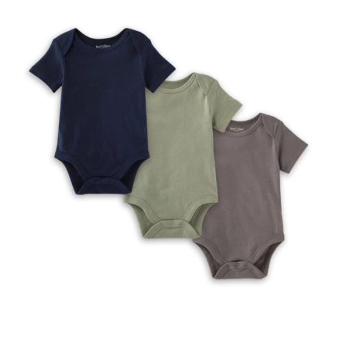 Organic Solid Short Sleeve Bodysuits - Set of 3 - Midnight