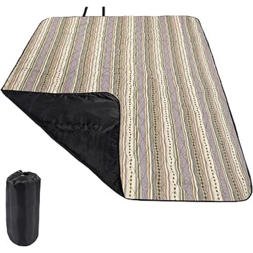 REDCAMP Extra Large Picnic Blanket Waterproof Sandproof, Durable Oxford Foldable Picnic Mat Outdoor Blanket for Lawn Park Beach Travel, Portable with Tote Bag, Blue Green Yellow