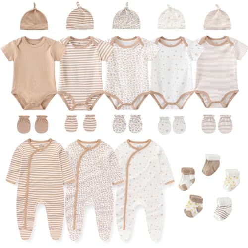 Ruliby New Born Clothes Boy Girl Layette Set Cotton Outfits and Accessories 0-12 Months, 23-pack