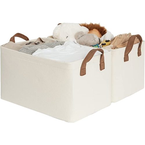 StorageWorks Storage Baskets For Shelves With Metal Frame, Rectangle Storage Bins, Natural Color, 2-Pack - 14 ¾" L x 10 ¼" W x 8 ¼" H