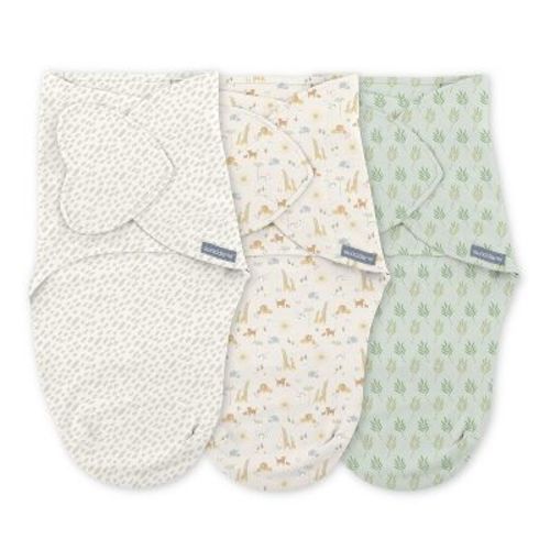 SwaddleMe by Ingenuity Baby Monogram Collection 3pk Swaddle Wraps - Safari 0-3m