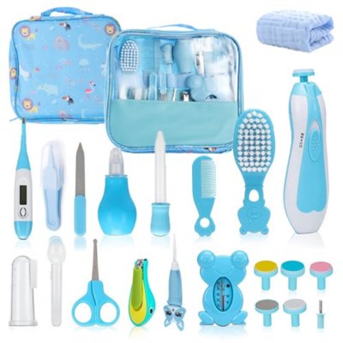 Baby Healthcare Kit, Byseng 23 in 1 Newborn Nursery Grooming Kit for Newborn Infant Toddlers Baby Boys Girls (0-3 Years+) - Blue