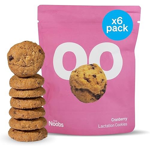 Lactation Cookies for Breastfeeding by LoveNoobs™, 6x 3.5oz, Lactation Snacks Help for Milk Supply Increase, Breastfeeding Essentials, Lactation Support for Breast Feeding, Cranberry