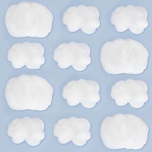 Jetec Artificial Cloud Props Imitation 3D Cloud Shape Hanging Decorations Room DIY Decorative Hanging Ornament for Wedding Party Stage Show Decor(12 Pieces,Small and Medium Size)