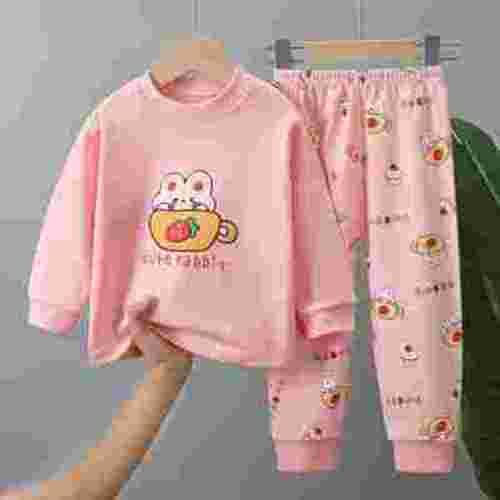 Cethrio Toddler Girls Pajama Sets, 2 Piece Cotton Long Sleeve Kids Sleepwear Sets Pink Size 2-3 T