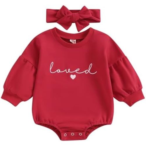 YINGISFITM Newborn Baby Girl Valentines Clothes Long Sleeve Onesie Bubble Romper Fall Winter Cute Outfits