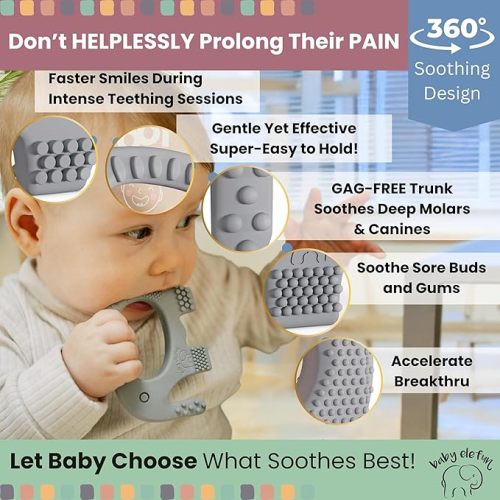 5X Pain Relief Smart Teether - Zero Developmental Delay Silicone Teething Toy Ring for Babies 0 to 6 Months - Cute Infant Shower Gift