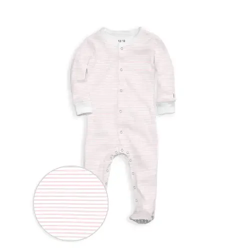 12|12 Baby The Organic Snap Footie [Newborn, Pink Stripe]