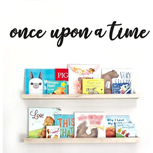 Huray Rayho Once Upon a Time Wood Sign Nursery Wall Decor Words Art Hanging Decor for family Bookshelf, Reading Nook, Daycare, Classroom - Baby Shower Birthday Gift Ideas for Kids Toddlers Boys Girls