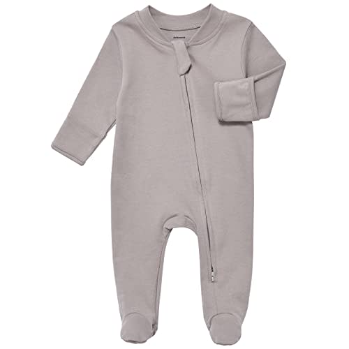Aablexema Organic Cotton Baby Footie Pajamas with Mittens Newborn Soft Zip Sleeper
