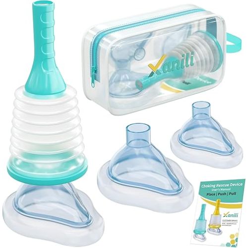 Choking Rescue Device for Kids and Adults, Portable Airway Suction Device with 3 Mask Sizes, Anti-Choking Device - Travel Kit