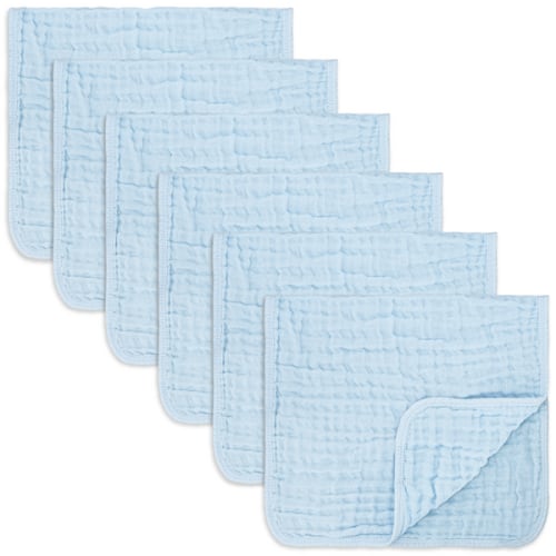 Comfy Cubs Muslin Burp Cloths 6 Pack Blue