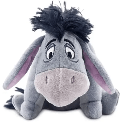 Disney Eeyore Plush - Mini Bean Bag 7 1/2 inches, Inspired by Winnie The Pooh, Cuddly Toy with Fluffy Mane and Detachable Tail, Embroidered Details, Suitable for All Ages Toy Figure