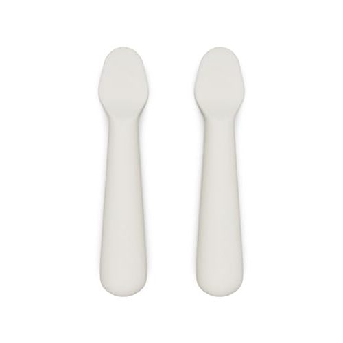 Lalo Little Spoon Set - 2 Piece Baby Spoons Set for Infants & Babies - Made From Food Grade Silicone Dishwasher Safe - Baby Feeding Essentials for Early Stage Mealtime - Oatmeal