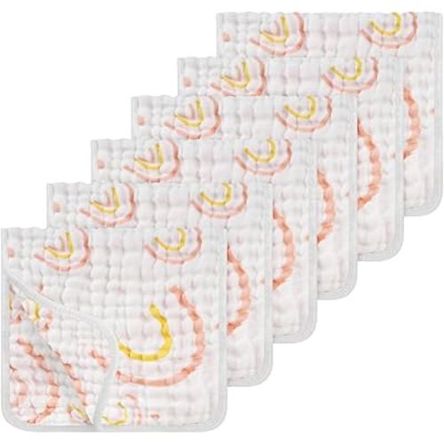 Looxii Muslin Burp Cloths 100% Cotton Muslin Cloths Large 20''x10'' Extra Soft and Absorbent 6 Pack Baby Burping Cloth for Boys and Girls (Rainbow)