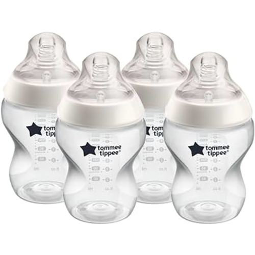 Tommee Tippee Closer To Nature Baby Bottles Slow Flow Breast-Like Nipple With Anti-Colic Valve (9oz, 4 Count)