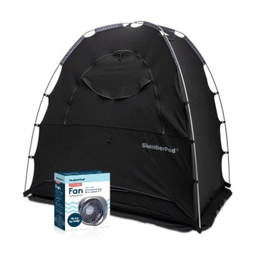 SlumberPod Combo with Fan Blackout Portable Privacy Pod, Color: Black
