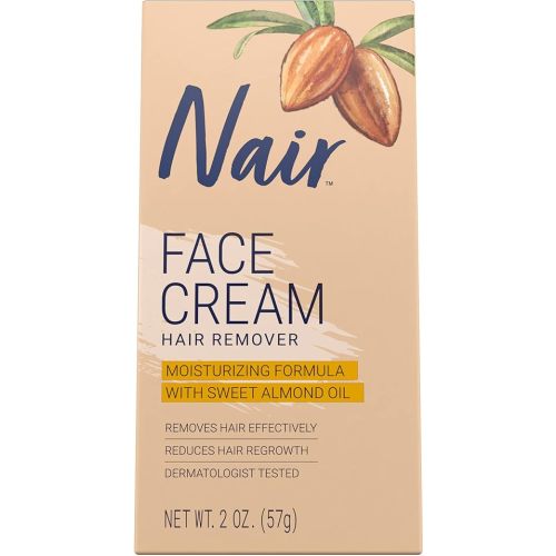 Nair Hair Remover Moisturizing Face Cream, with Sweet Almond Oil, 2OZ