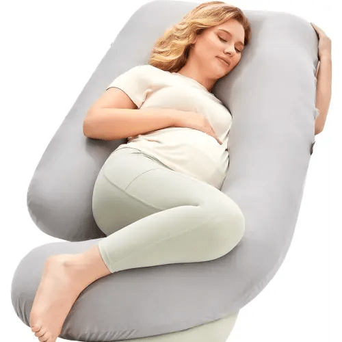 Momcozy Pregnancy Pillows for Sleeping, U Shaped Full Body Pillow for Pregnancy Women with Removable Jersey Cotton Cover, 57 Inch Maternity Pillow, Grey