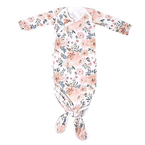 Copper Pearl Baby Gown - Knotted Newborn Sleepers for Baby Boy and Girl, Soft Stretchy Long Sleeve Infant Gowns with Bottom Tie and Hand Mittens, Perfect Hospital Coming Home Outfit (Autumn)